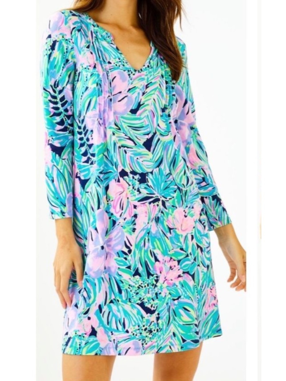 Lilly Pulitzer Aubrey UPF 50+ Dress Bermudaful Print Medium